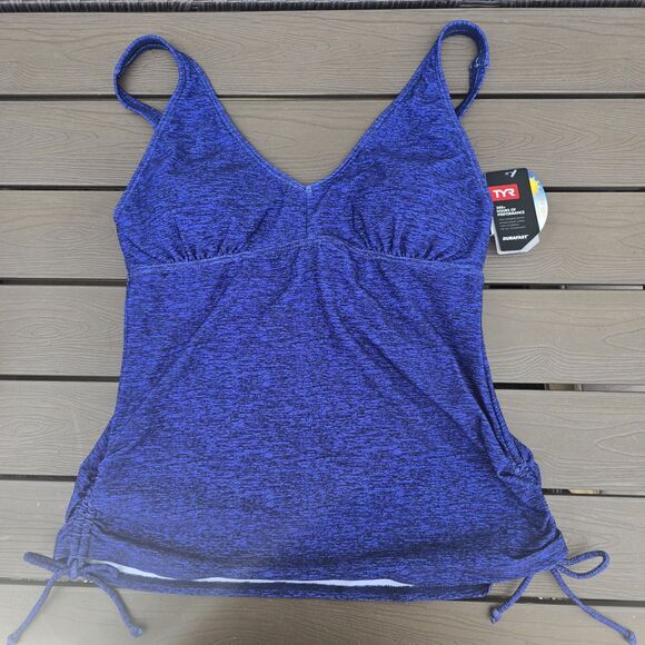 TYR Durafast Elite Womens Navy Mantra V-neck Tank Size 12 New - Picture 1 of 3